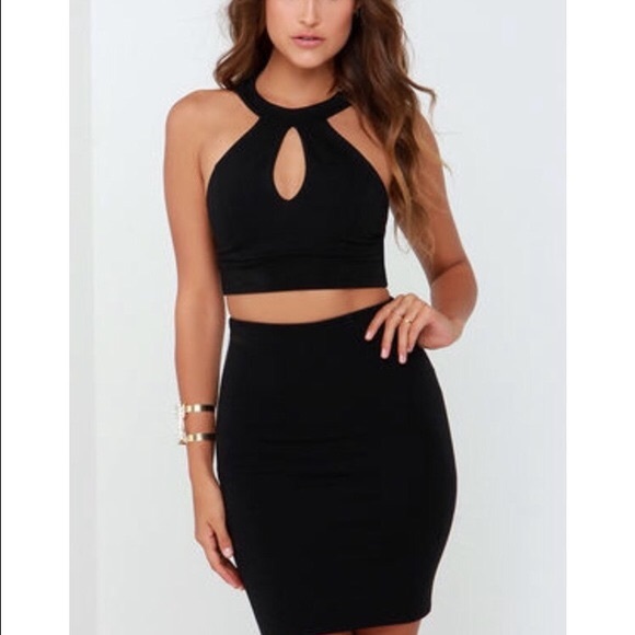 Lulu’s Two Piece Black Bodycon Dress - Picture 2 of 2